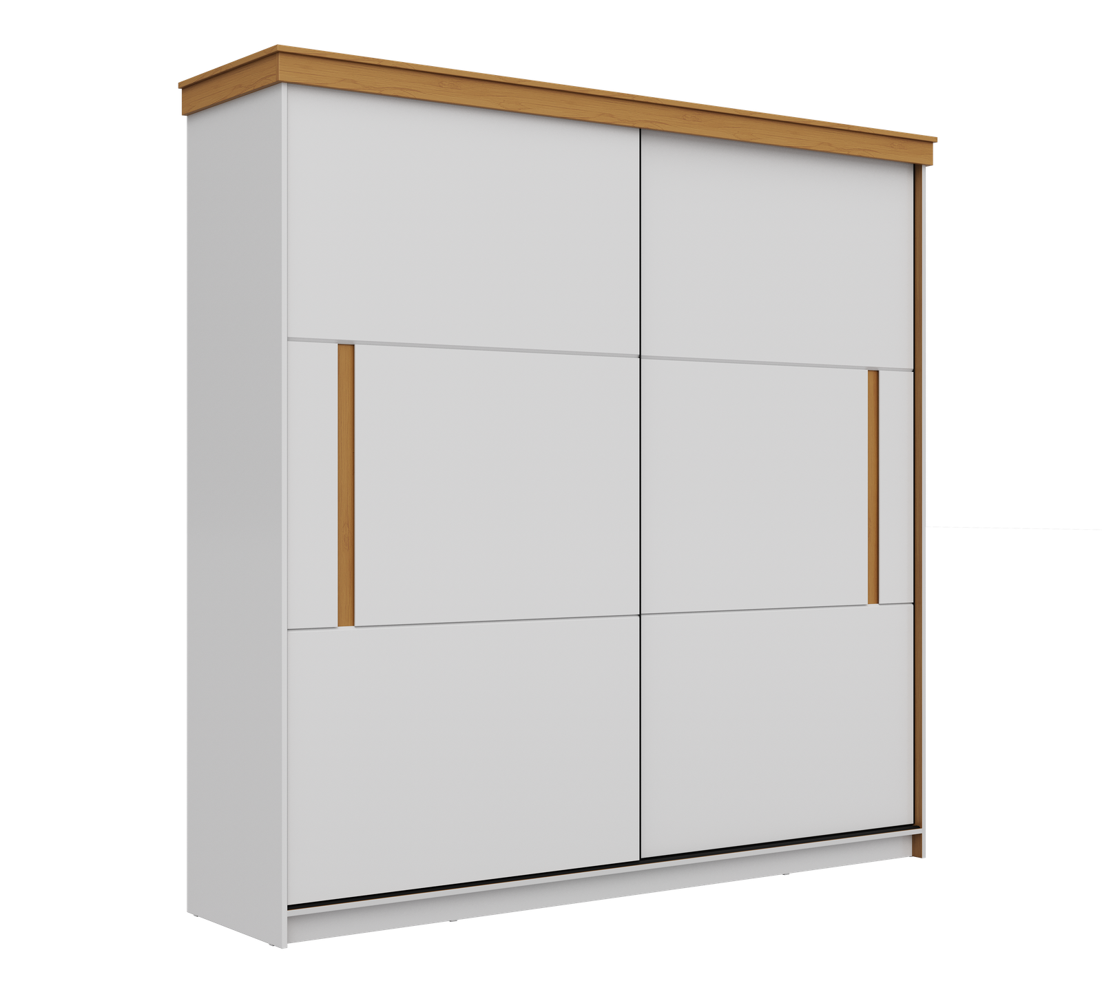 Roupeiro Liverpool 100% MDF 2 Portas 3 Gavetas Branco Brilho/Freijó