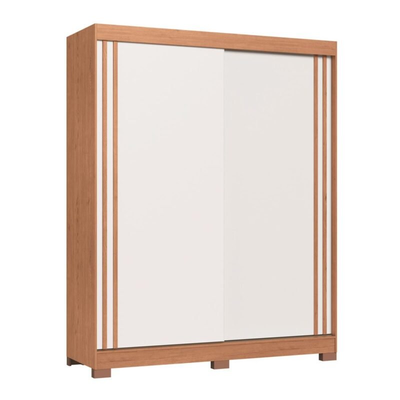 Guarda-Roupa 2 Portas de Correr Rudá Cedro/Branco Line