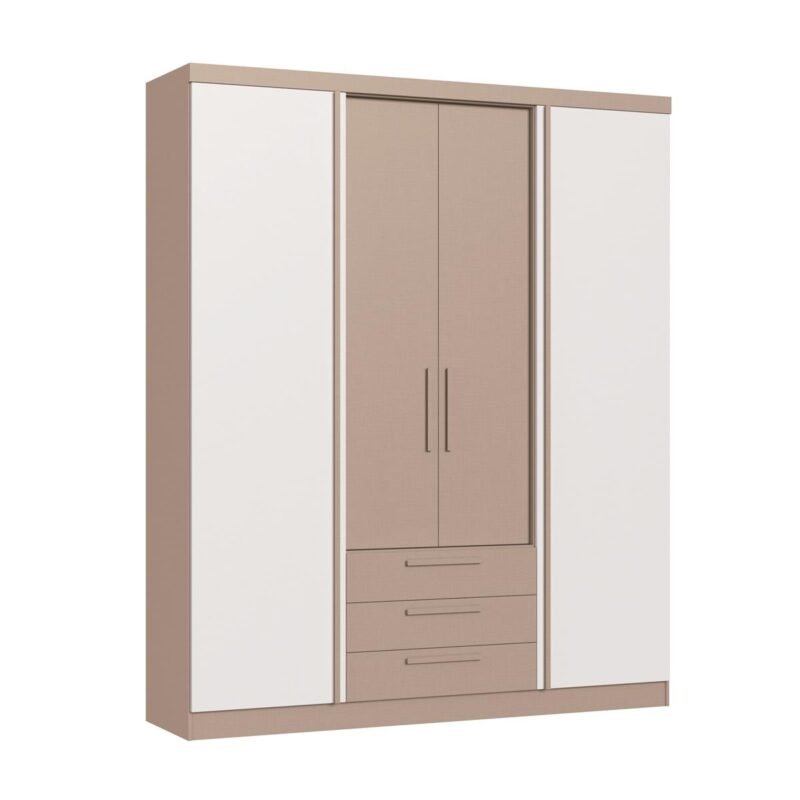 Guarda-Roupa 4 Portas Bravo New Duna/Branco Line